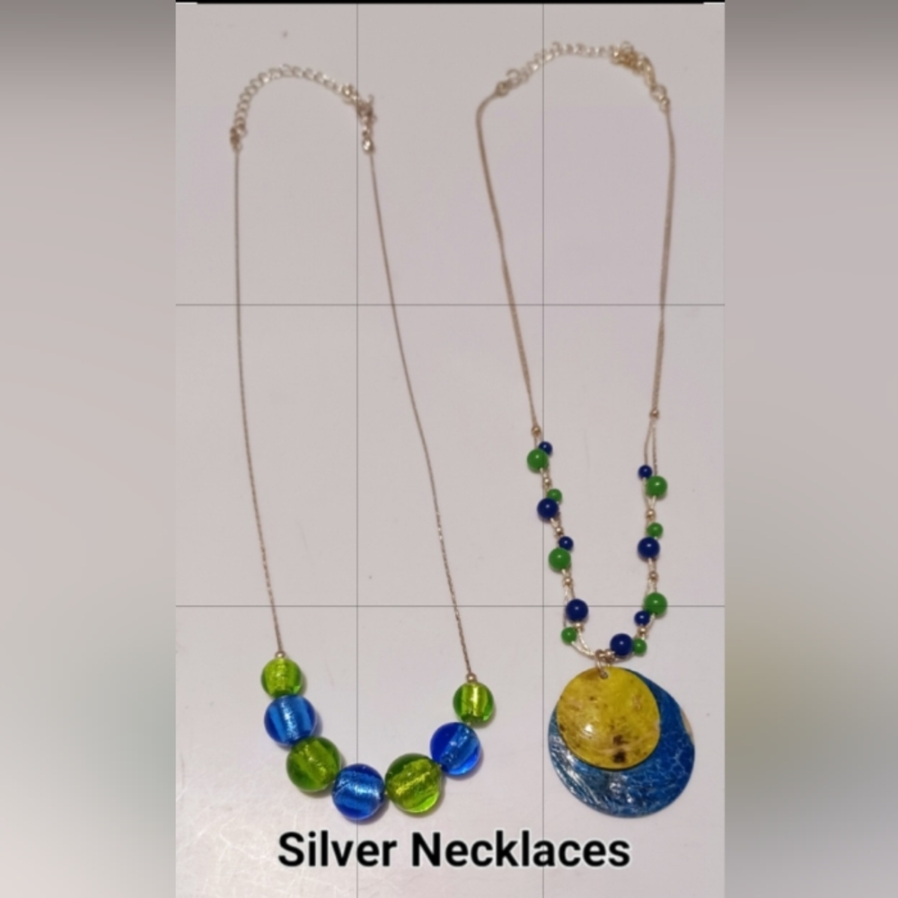 Silver Vanetian Glass Murano Beaded Necklace Lot Real Silver Brand New InPackage